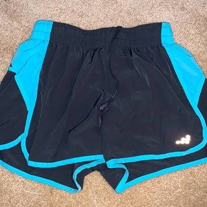 Gray and blue athletic shorts